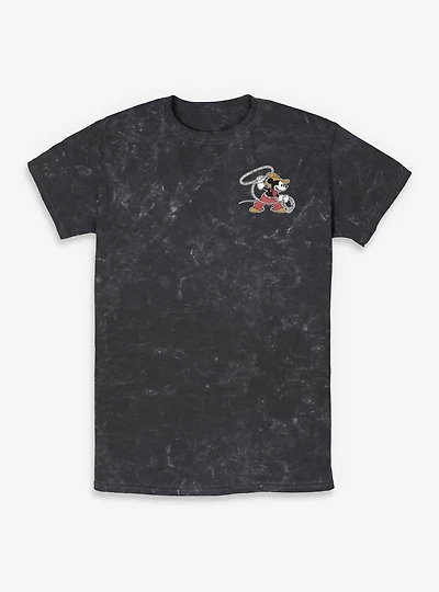 Disney Mickey Mouse Western Cowboy Lasso Rope Mineral Wash T-Shirt BoxLunch Exclusive
