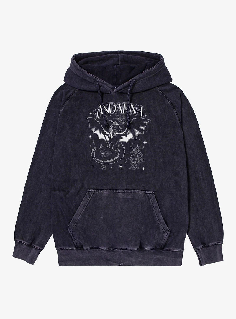 Fourth Wing The Empyrean Andarna Aesthetic Outlined Mineral Wash Hoodie