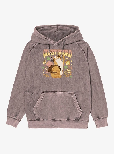 Fourth Wing The Empyrean Quest Squad Cute Goggles Cat Mineral Wash Hoodie