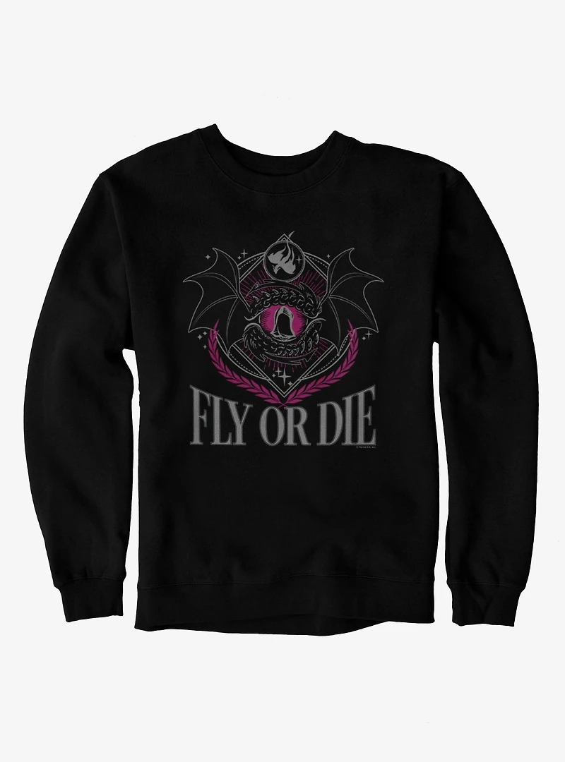 Fourth Wing The Empyrean Fly Or Die Dragon Emblem Retro Sweatshirt