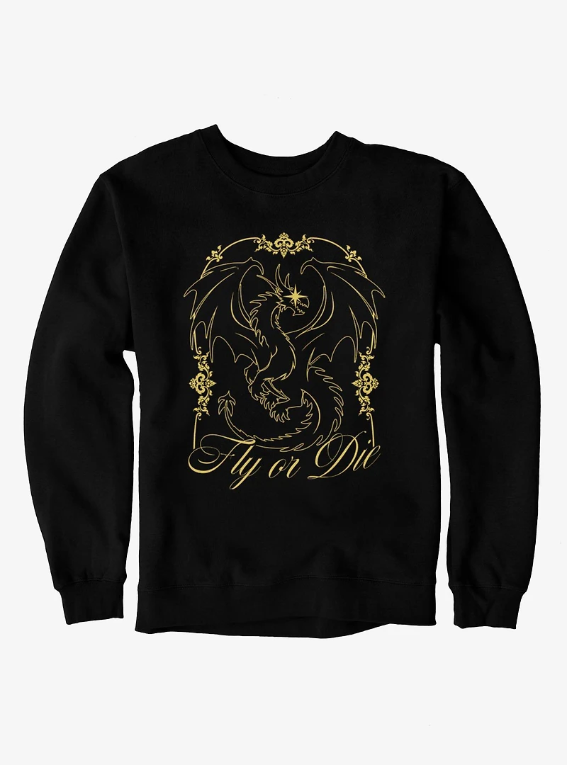 Fourth Wing The Empyrean Fly Or Die Gold Art Nouveau Sweatshirt