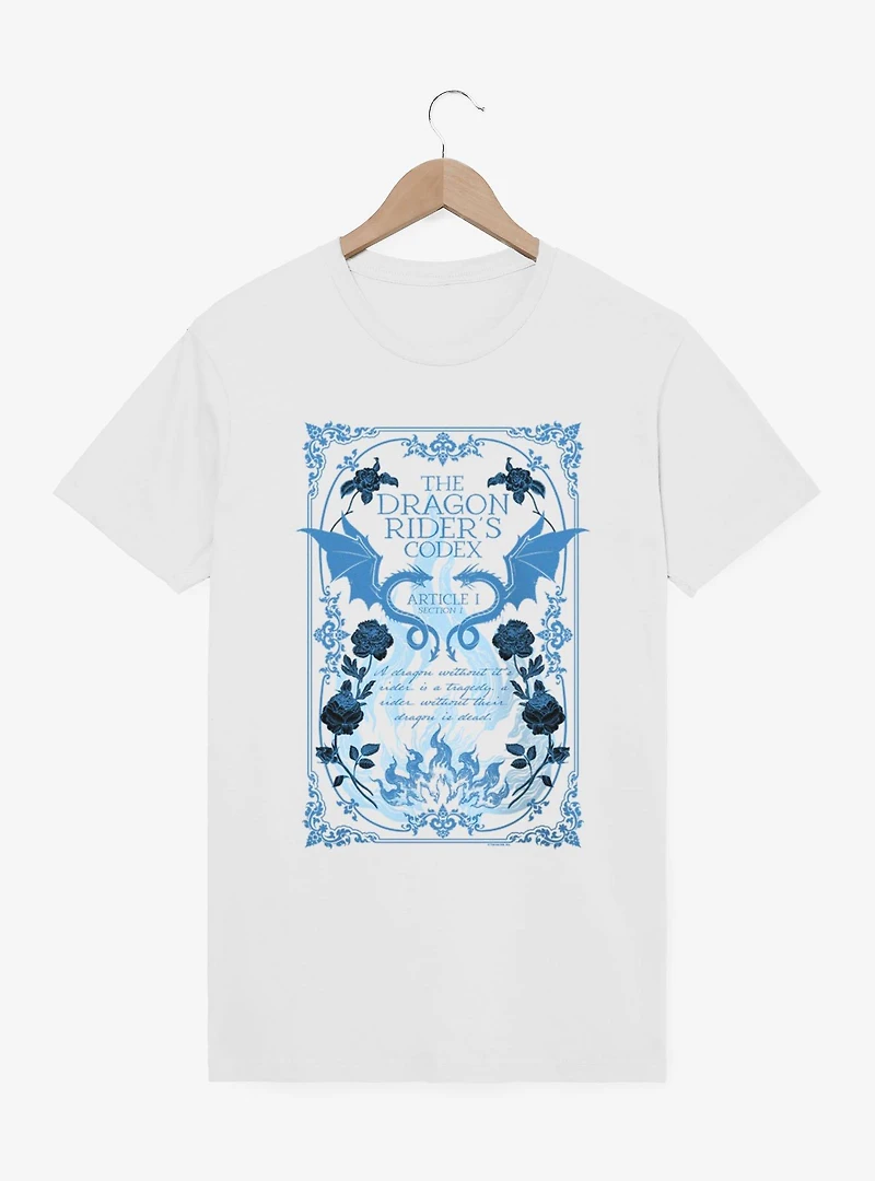 Fourth Wing The Empyrean Dragon Riders Codex Blue Floral T-Shirt