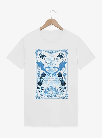 Fourth Wing The Empyrean Dragon Riders Codex Blue Floral T-Shirt