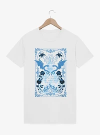 Fourth Wing The Empyrean Dragon Riders Codex Blue Floral T-Shirt