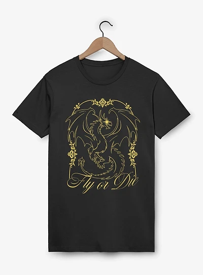 Fourth Wing The Empyrean Fly Or Die Gold Art Nouveau T-Shirt