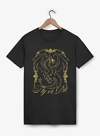 Fourth Wing The Empyrean Fly Or Die Gold Art Nouveau T-Shirt