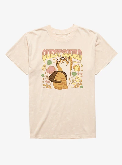 Fourth Wing The Empyrean Quest Squad Cute Goggles Cat Mineral Wash T-Shirt