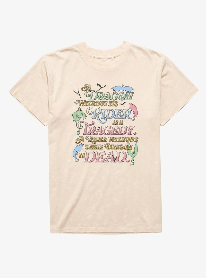 Fourth Wing The Empyrean A Dragon Without Rider Is Tragedy Mineral Wash T-Shirt