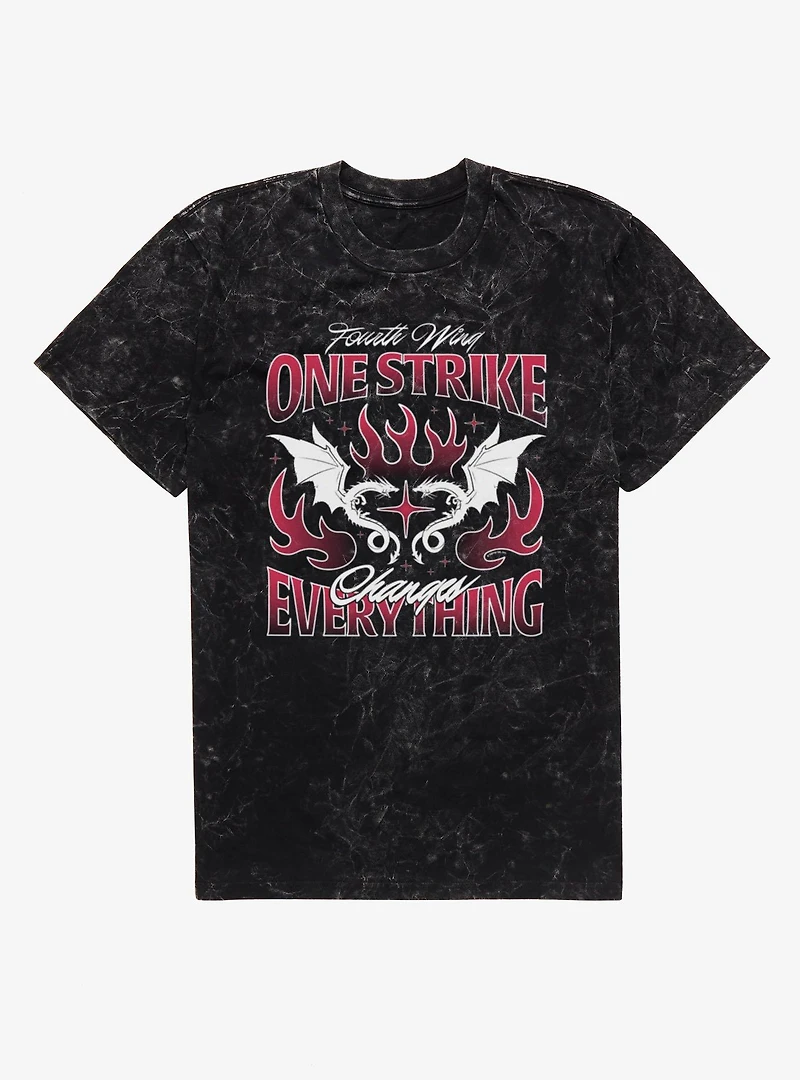 Fourth Wing The Empyrean One Strike Changes Everything Flame Mineral Wash T-Shirt