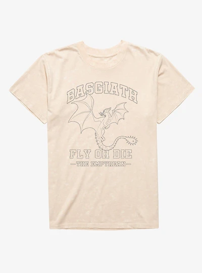 Fourth Wing The Empyrean Basgiath Fly Or Die Outlined Mineral Wash T-Shirt