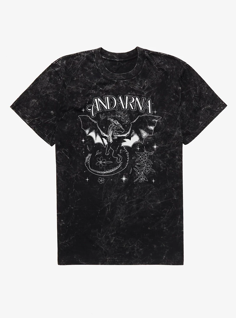 Fourth Wing The Empyrean Andarna Aesthetic Outlined Mineral Wash T-Shirt