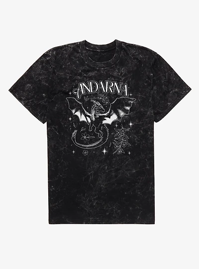 Fourth Wing The Empyrean Andarna Aesthetic Outlined Mineral Wash T-Shirt