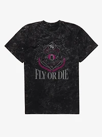 Fourth Wing The Empyrean Fly Or Die Dragon Emblem Retro Mineral Wash T-Shirt