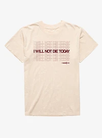 Fourth Wing The Empyrean I Will Not Die Today Quote Mineral Wash T-Shirt