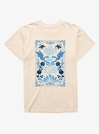 Fourth Wing The Empyrean Dragon Riders Codex Blue Floral Mineral Wash T-Shirt