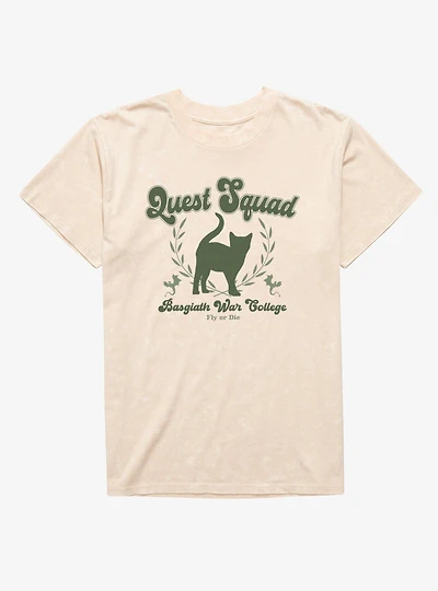 Fourth Wing The Empyrean Quest Squad Basgiath Green Mineral Wash T-Shirt