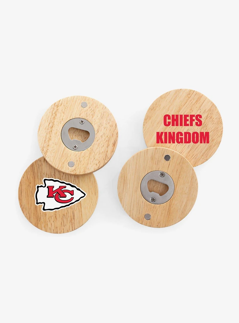 NFL Kansas City Chiefs Coaster Magnets With Bottle Openers Set of 4