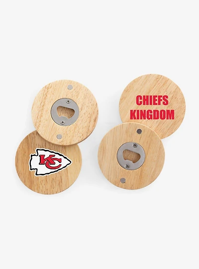 NFL Kansas City Chiefs Coaster Magnets With Bottle Openers Set of 4