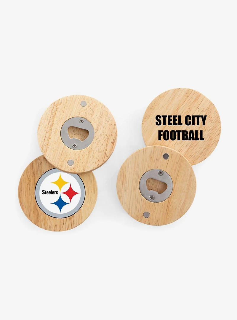 NFL Pittsburgh Steelers Coaster Magnets With Bottle Openers Set of 4