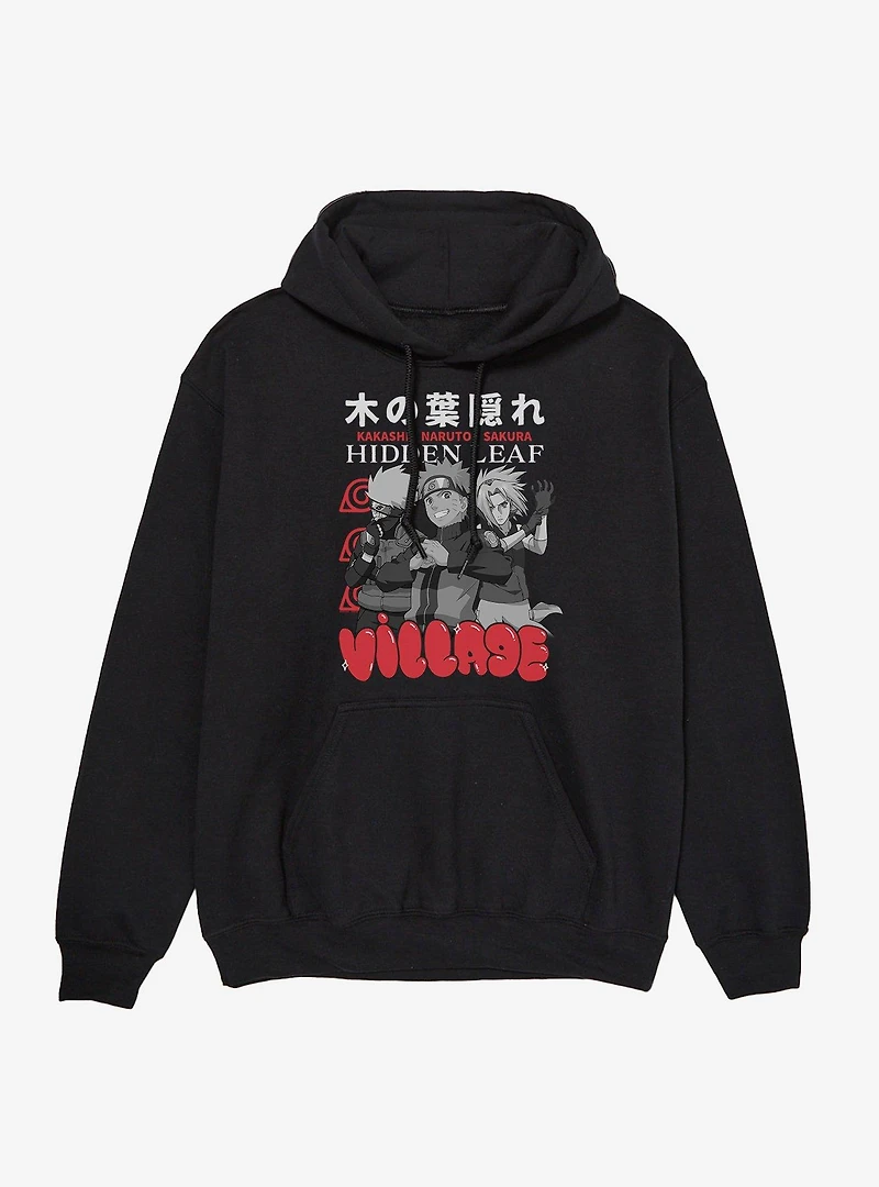 Naruto Shippuden Hidden Leaf Village Kakashi Sakura Bubble Text Hoodie