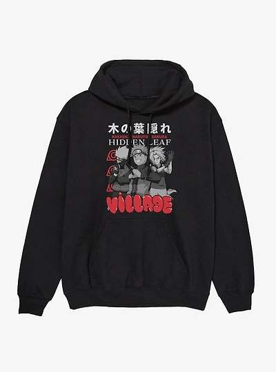 Naruto Shippuden Hidden Leaf Village Kakashi Sakura Bubble Text Hoodie