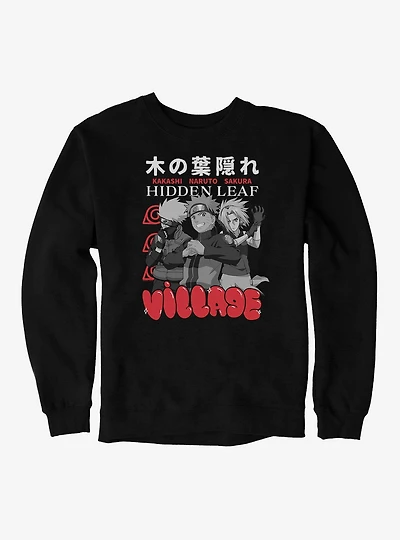 Naruto Shippuden Hidden Leaf Village Kakashi Sakura Bubble Text Sweatshirt
