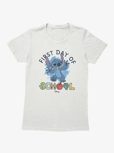 Disney Lilo & Stitch First Day Of School Supply Letters Womens T-Shirt