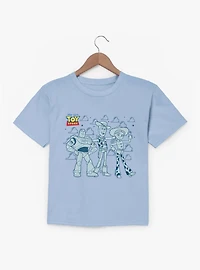 Disney Pixar Toy Story Trio Line Up Buzz Woodie Jessie Youth T-Shirt