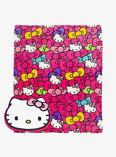 Hello Kitty Lost in the Bows Cloud Pillow & Silk Touch Throw Blanket Set