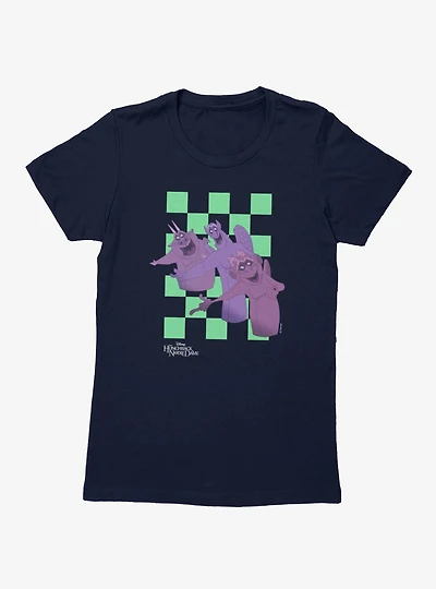Disney The Hunchback of Notre Dame Gargoyle Singing Line Green Checker Womens T-Shirt