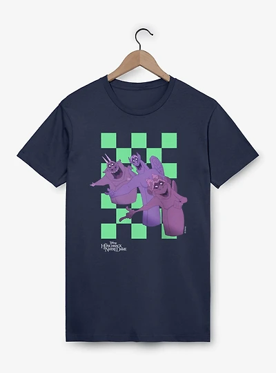 Disney The Hunchback of Notre Dame Gargoyle Singing Line Green Checker T-Shirt