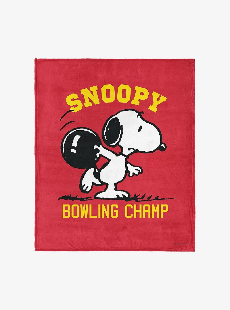 Peanuts Snoopy Bowling Silk Touch Throw Blanket