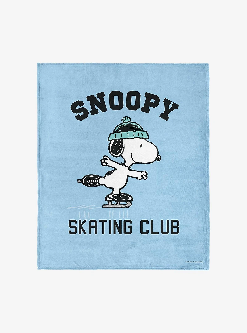 Peanuts Snoopy Skating Silk Touch Throw Blanket
