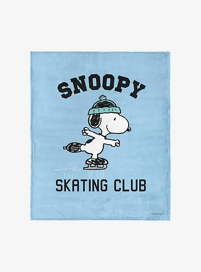Peanuts Snoopy Skating Silk Touch Throw Blanket