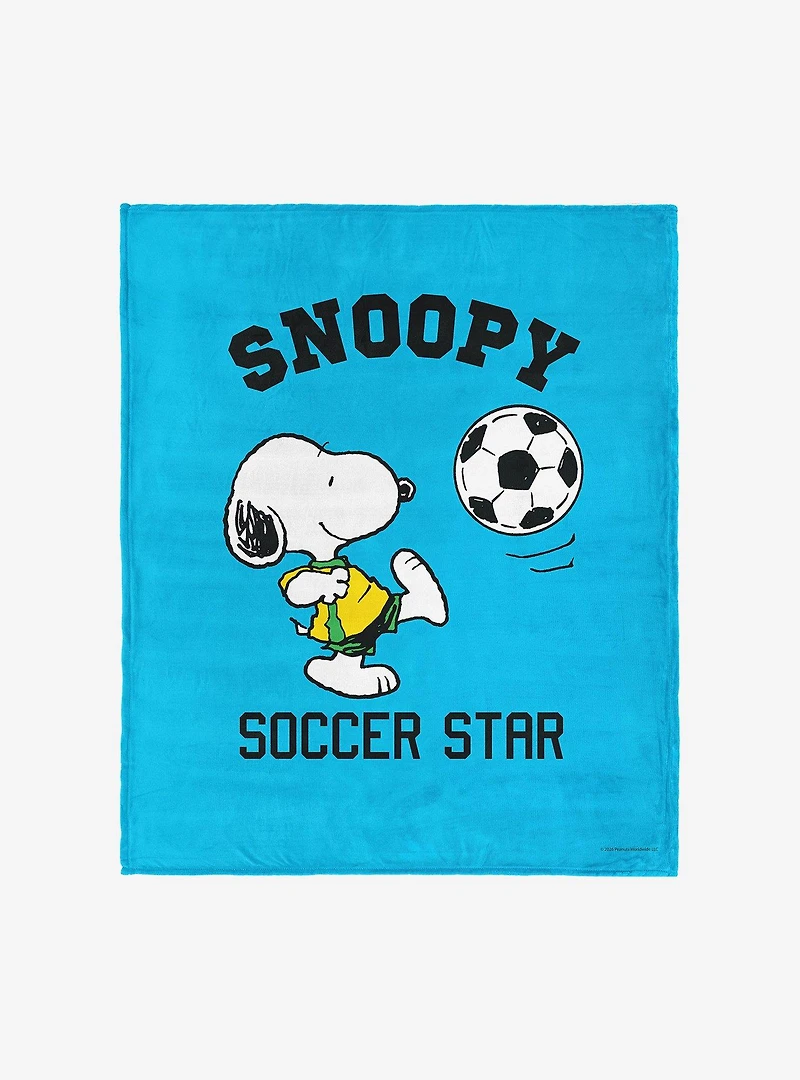 Peanuts Snoopy Soccer Silk Touch Throw Blanket