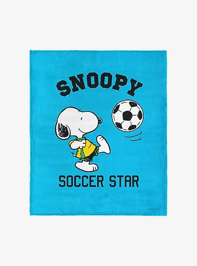 Peanuts Snoopy Soccer Silk Touch Throw Blanket