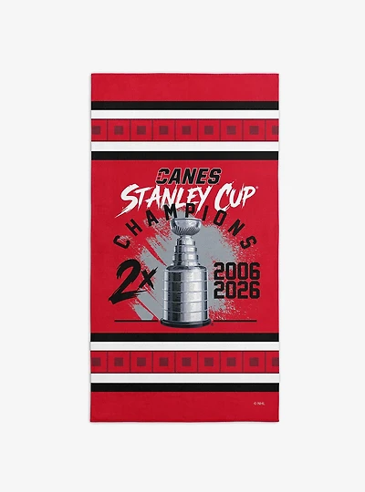 NHL Carolina Hurricanes Stanley Cup Multi-Champ Trophy Case Beach Towel