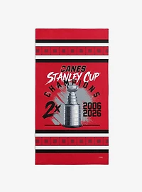 NHL Carolina Hurricanes Stanley Cup Multi-Champ Trophy Case Beach Towel