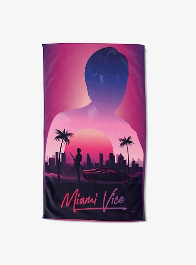 Miami Vice Evening Cityscape Sand Free Beach Towel