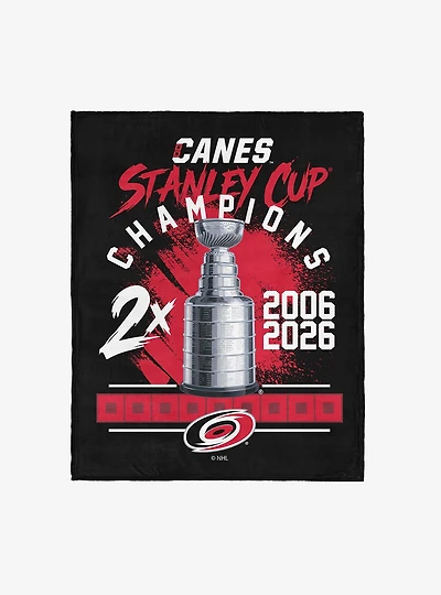 NHL Carolina Hurricanes Stanley Cup Multi-Champ Trophy Case Silk Touch Throw Blanket