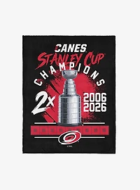 NHL Carolina Hurricanes Stanley Cup Multi-Champ Trophy Case Silk Touch Throw Blanket