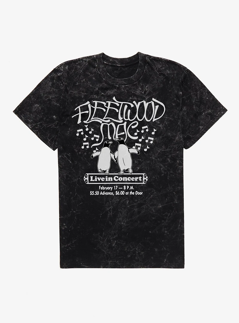 Fleetwood Mac Live Concert Penguins Flyer Mineral Wash T-Shirt