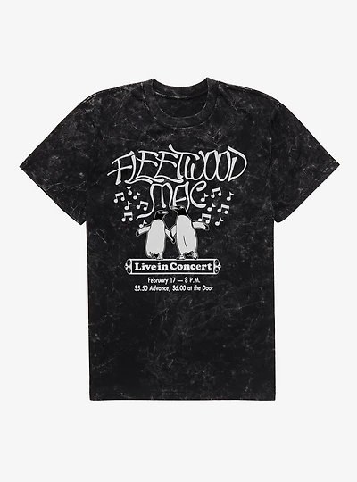 Fleetwood Mac Live Concert Penguins Flyer Mineral Wash T-Shirt