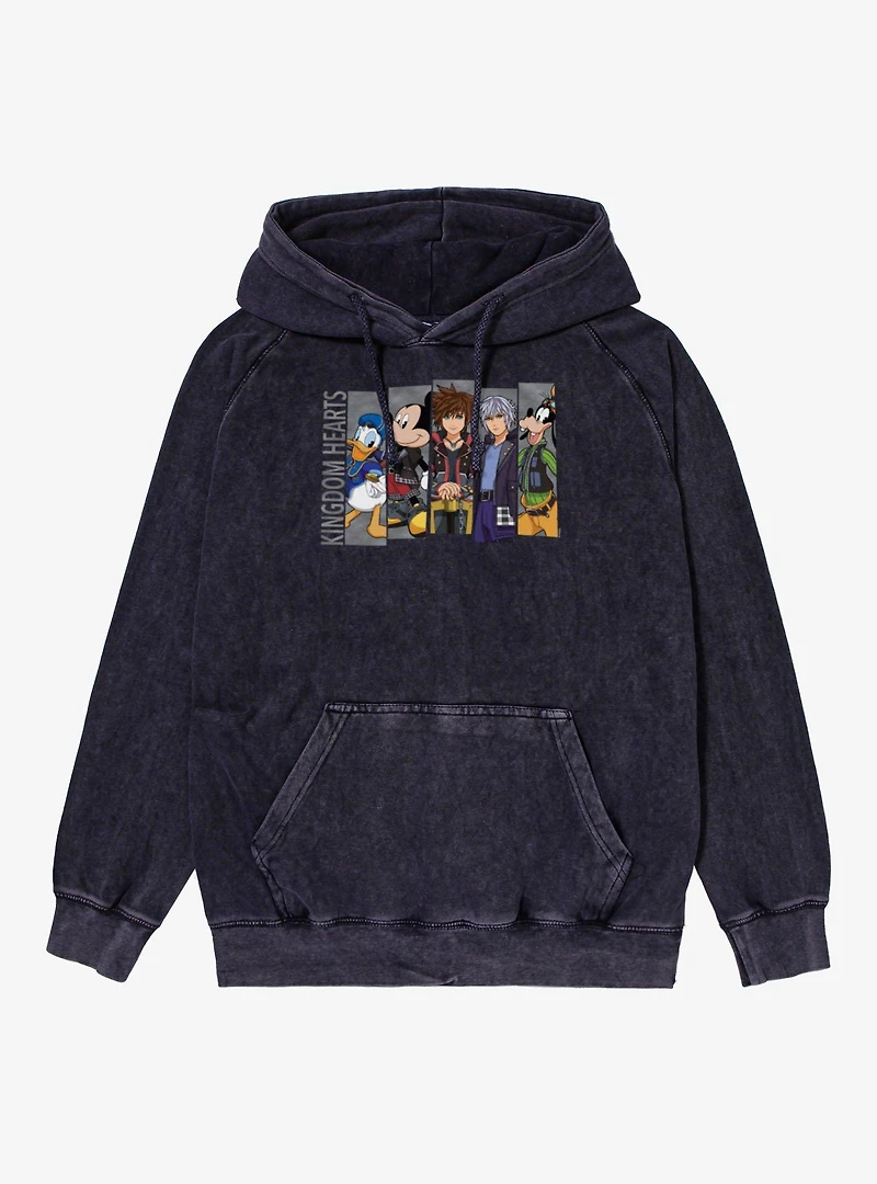 Disney Kingdom Hearts Heroes Line Up Panel Sora Donald Goofy Mickey Riku Mineral Wash Hoodie