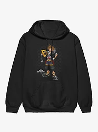 Disney Kingdom Hearts Smiling Sora On Checkered Hoodie