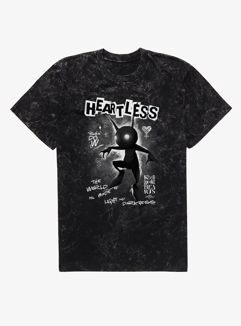 Disney Kingdom Hearts Heartless World Of Light And Darkness Mineral Wash T-Shirt