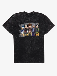 Disney Kingdom Hearts Heroes Line Up Panel Sora Donald Goofy Mickey Riku Mineral Wash T-Shirt