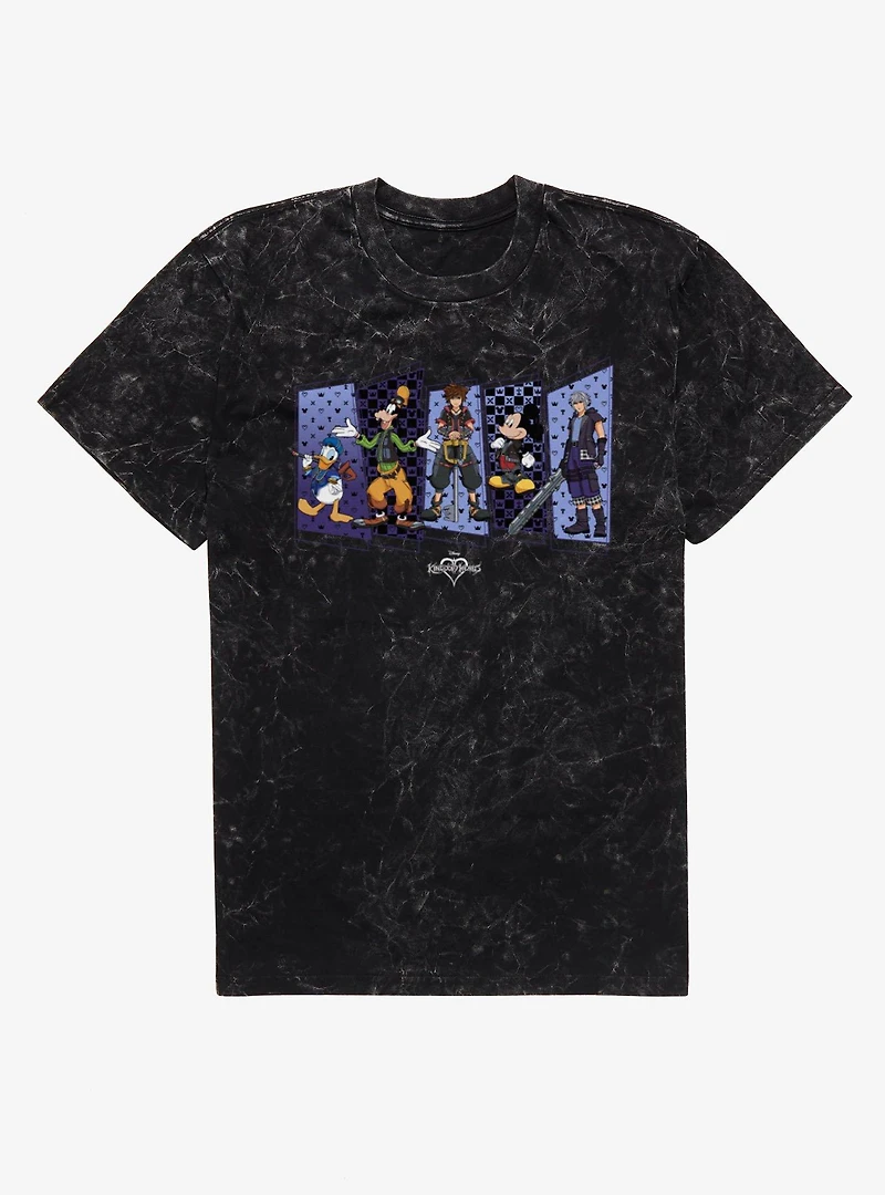 Disney Kingdom Hearts Hero Panels Sora Donald Goofy Mickey Riku Mineral Wash T-Shirt