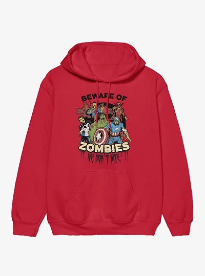 Marvel Zombies Beware Of Zombie We Bite Group Shot Hoodie