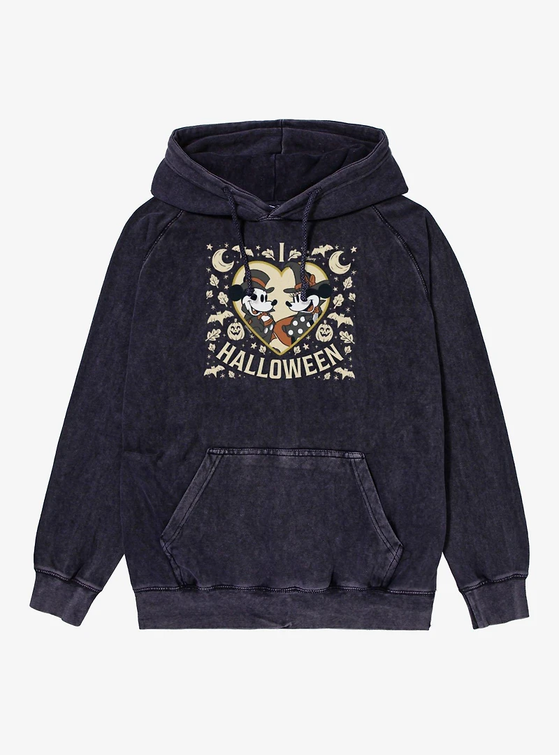 Disney Mickey Mouse I Heart Halloween And Minnie Mineral Wash Hoodie